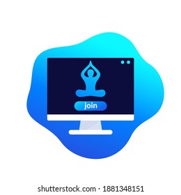 online yoga class, vector icon