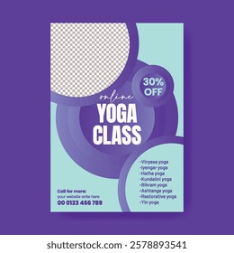 Online Yoga studio editable print flyer or poster vector template, Yoga leaflet, yoga brochure cover template meditation , spa , wellness print flyer or poster template