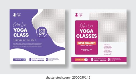 Online Yoga Studio web banner or square Poster Flyer for social media Advertisements