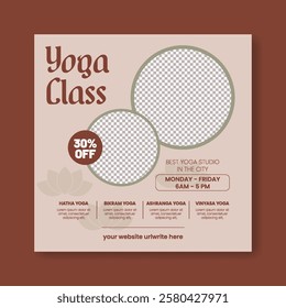 Online Yoga Studio web banner or square Poster Flyer for social media Advertisements template