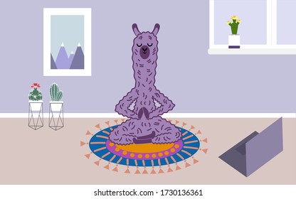 Online yoga training home Vector