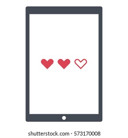 Online_rating-Online_review icon - Flat design, glyph style icon - Red enclosed in a tablet