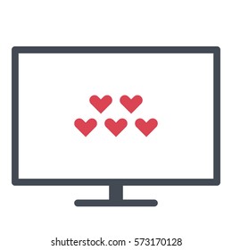 Online_rating-Online_review icon- Flat design, glyph style icon - Red enclosed in a screen