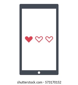 Online_rating-Online_review icon - Flat design, glyph style icon - Red enclosed in a phone