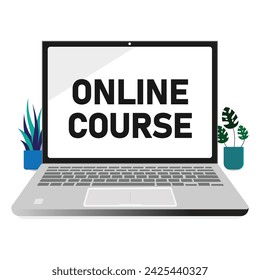 Online-Kurs-Lernsystem mit Laptop-Computer und Website-Arbeit für Home Office