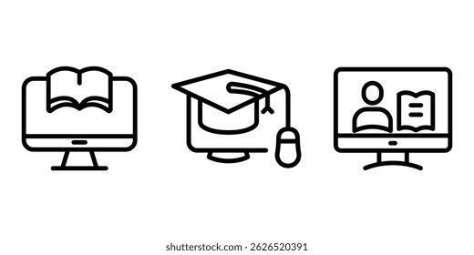 online-learning outline or line icon design bundle.
