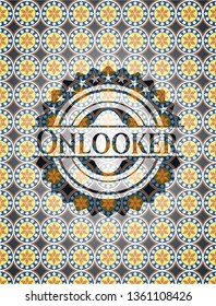 Onlooker arabic style emblem. Arabesque decoration.