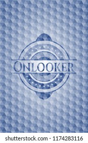 Onlooker blue hexagon badge.