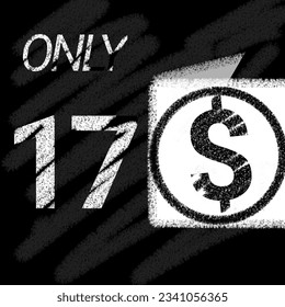 Only 1 2 3 4 5 6 7 8 9 10 11 12 13 14 15 16 17 18 19 dollar banner with typographic style chalk and blackboard 