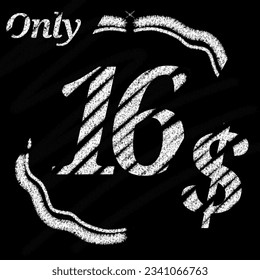 Sólo 1 2 3 4 5 6 7 8 9 10 11 12 13 14 15 16 18 19 20 21 22 23 24 25 26 27 28 29 29 dólares Banner de estilo tipográfico tipográfico tiza y pizarra con frontera clásica 