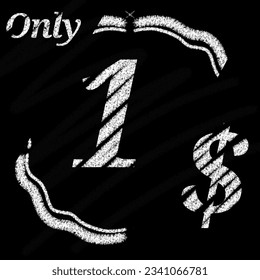 Nur 1 2 3 4 5 6 7 8 9 10 11 12 13 14 15 16 18 19 20 21 22 23 24 25 26 27 28 29-Dollar-Banner mit typografischer Kreide und Tafel Mit klassischer Grenze 