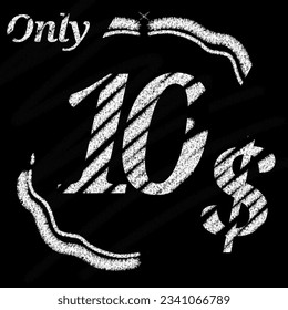 Only 1 2 3 4 5 6 7 8 9 10 11 12 13 14 15 16 18 19 20 21 22 23 24 25 26 27 28 29 dollar banner with typographic style chalk and blackboard With classic border 