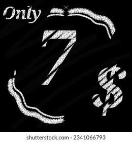 Only 1 2 3 4 5 6 7 8 9 10 11 12 13 14 15 16 18 19 20 21 22 23 24 25 26 27 28 29 dollar banner with typographic style chalk and blackboard With classic border 