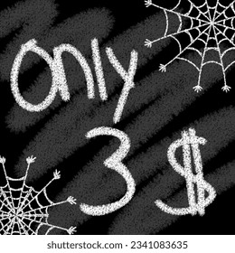 Only 1 2 3 4 5 6 7 8 9 10 11 12 13 14 15 16 17 18 19 dollar banner with typographic style chalk and blackboard helloween with spider web 