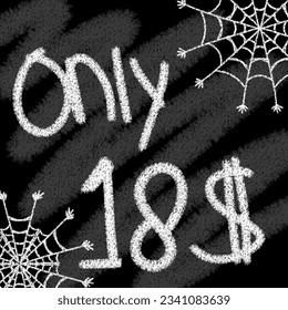 Seulement 1 2 3 4 5 6 7 8 9 10 11 12 13 14 15 16 17 18 19 dollars banderole à la craie de style typographique et à l'hélioween à la toile d'araignée 