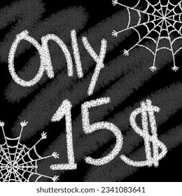 Seulement 1 2 3 4 5 6 7 8 9 10 11 12 13 14 15 16 17 18 19 dollars banderole à la craie de style typographique et à l'hélioween à la toile d'araignée 