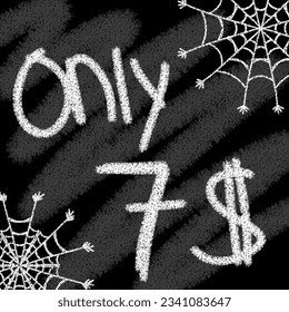 Seulement 1 2 3 4 5 6 7 8 9 10 11 12 13 14 15 16 17 18 19 dollars banderole à la craie de style typographique et à l'hélioween à la toile d'araignée 