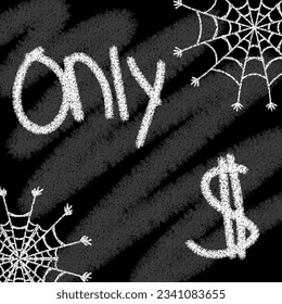 Seulement 1 2 3 4 5 6 7 8 9 10 11 12 13 14 15 16 17 18 19 dollars banderole à la craie de style typographique et à l'hélioween à la toile d'araignée 