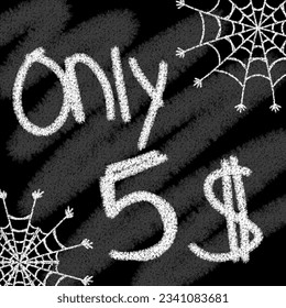 Seulement 1 2 3 4 5 6 7 8 9 10 11 12 13 14 15 16 17 18 19 dollars banderole à la craie de style typographique et à l'hélioween à la toile d'araignée 