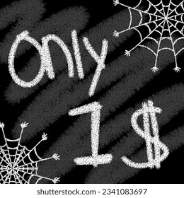 Seulement 1 2 3 4 5 6 7 8 9 10 11 12 13 14 15 16 17 18 19 dollars banderole à la craie de style typographique et à l'hélioween à la toile d'araignée 