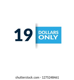 Only 19 dollars. nineteen dollars emblem, label, badge, sticker. Designed for special offer banner or mega sale illustration - Vektor 