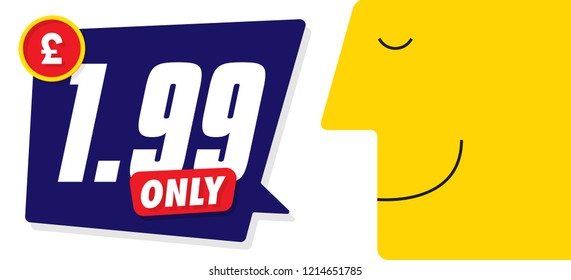 
Only for 1.99. Vector illustration badges of under 2 pounds price tag. Round flat design labels, Business shopping concept. 