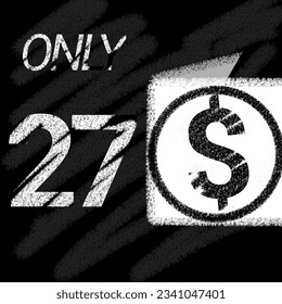 Only 20 21 22 23 24 25 26 27 28 29 dollar banner with typographic style chalk and blackboard 