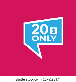 Only 20 dollars. twenty dollars emblem, label, badge, sticker. Designed for special offer banner or mega sale illustration - Vektor - Vektor 