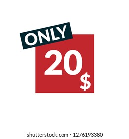 Only 20 dollars. twenty dollars emblem, label, badge, sticker. Designed for special offer banner or mega sale illustration - Vektor - Vektor 