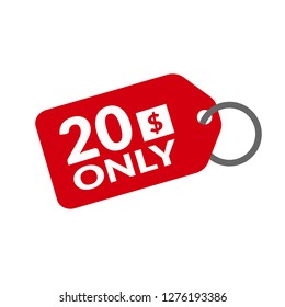 Only 20 dollars. twenty dollars emblem, label, badge, sticker. Designed for special offer banner or mega sale illustration - Vektor - Vektor 
