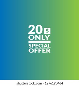 Only 20 dollars. twenty dollars emblem, label, badge, sticker. Designed for special offer banner or mega sale illustration - Vektor - Vektor 