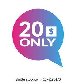 Only 20 dollars. twenty dollars emblem, label, badge, sticker. Designed for special offer banner or mega sale illustration - Vektor - Vektor 