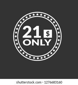 Only 21 dollars. Twenty-one dollars emblem, label, badge, sticker. Designed for special offer banner or mega sale illustration - Vektor - Vektor - Vektor 
