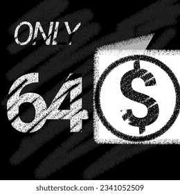 Sólo 50 51 52 53 54 55 56 57 58 59 60 61 62 63 64 65 66 67 68 69 dólares Banner de estilo tipográfico con tiza y pizarra 
