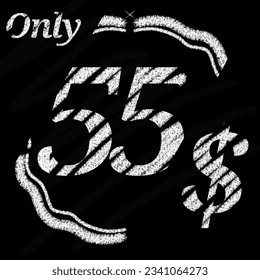 Sólo 50 51 52 53 54 55 56 57 58 59 60 61 62 63 64 65 66 67 68 69 dólares Banner de estilo tipográfico tipográfico tiza y pizarra con frontera clásica 
