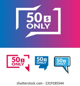 Only 50 dollars. Designed for special offer banner or mega sale illustration