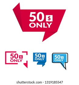 Only 50 dollars. Designed for special offer banner or mega sale illustration