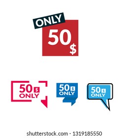Only 50 dollars. Designed for special offer banner or mega sale illustration