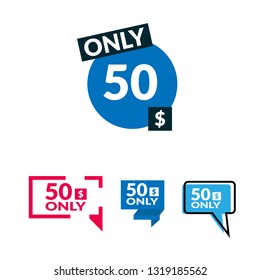 Only 50 dollars. Designed for special offer banner or mega sale illustration