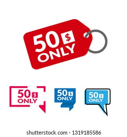 Only 50 dollars. Designed for special offer banner or mega sale illustration