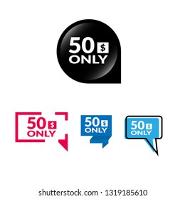 Only 50 dollars. Designed for special offer banner or mega sale illustration