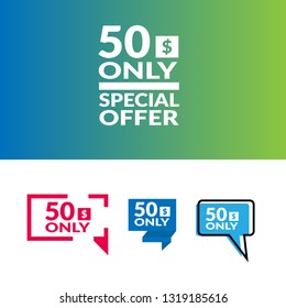 Only 50 dollars. Designed for special offer banner or mega sale illustration