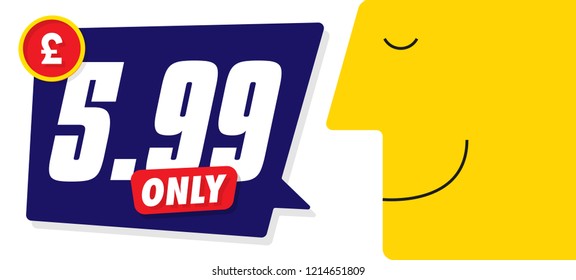 
Only for 5.99. Vector illustration badges of under 6 pounds price tag. Round flat design labels, Business shopping concept. 