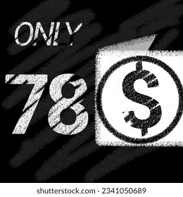 Nur 70 71 72 73 74 75 76 77 78 79 Dollar Banner mit typografischem Kreide und Tafel 