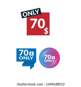 Only 70 dollars. Designed for special offer banner or mega sale illustration