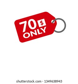 Only 70 dollars. Designed for special offer banner or mega sale illustration