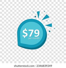 Nur 79 Dollar pro Monat! 3D-Taste einzeln auf transparentem Hintergrund 