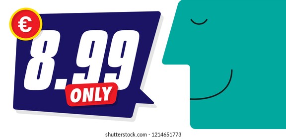 
Only for 8.99. Vector illustration badges of under 9 euros price tag. Round flat design labels, Business shopping concept. 