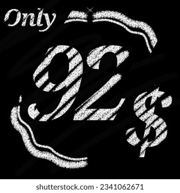 Nur 90 91 92 93 94 95 96 97 98 99 100 Dollar Banner mit typografischem Kreide und Tafel Mit klassischer Grenze 