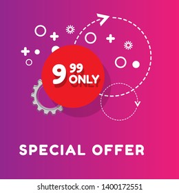 only 9,99 dollars. Design in Flat Style. modern graphic design